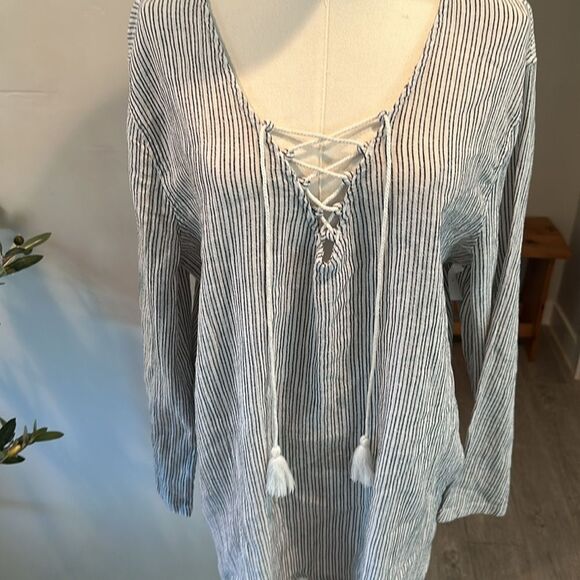 Billabong Women's Blue Skies Striped Cover Up Dress New! - Picture 7 of 11